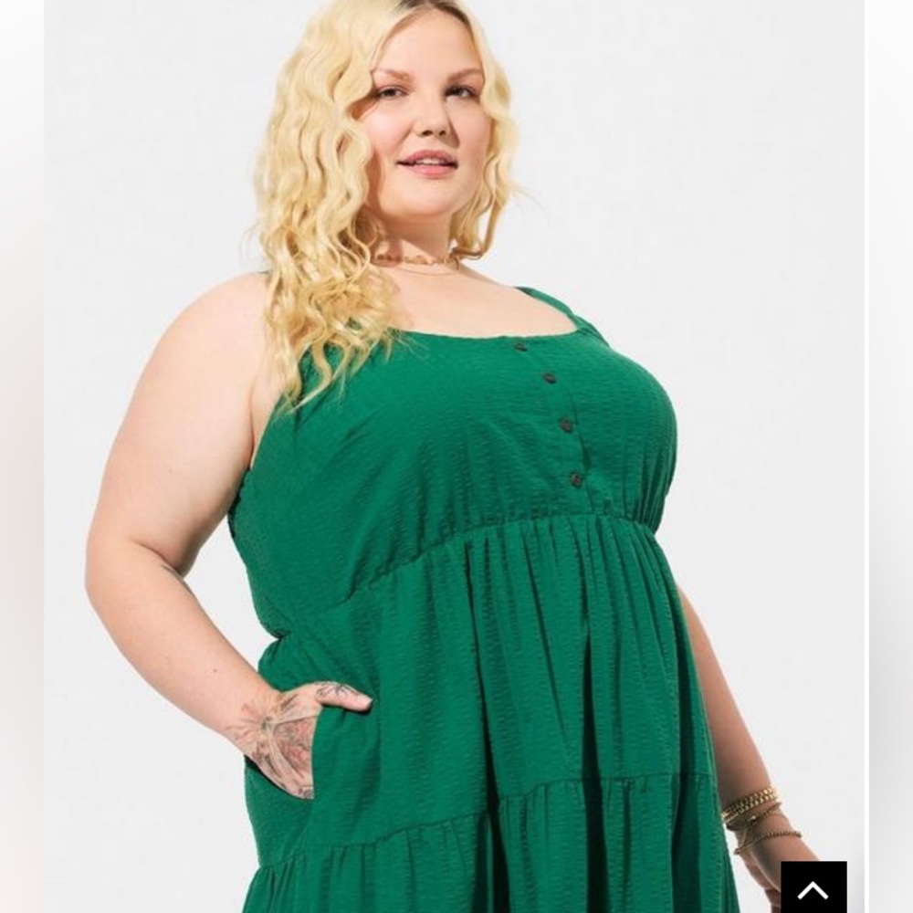Torrid Maxi Seersucker Tiered Dress